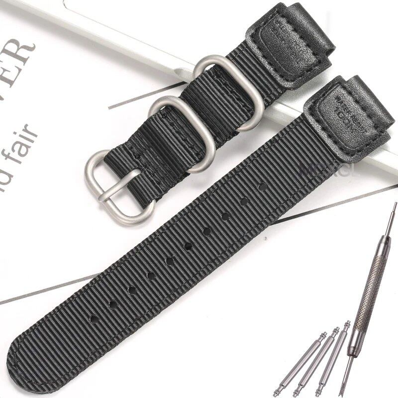 18mm Nylon Watch Strap for Casio W800H Men's Canvas Sport Bracelet in Black and Green. Compatible with SGW300, F91W, F105/108/A158/168, AE1200WH, and AE1300. Band Color: Black. Band Width: 18mm. Ships from: Parallel Import.