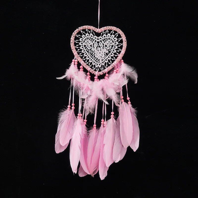 Valentine's Day Bohemian Dream Catcher, Handmade Wall Hanging Feather Wind Chime Pendant, Perfect Gift for Spiritual & Boho Lovers, Parallel Import