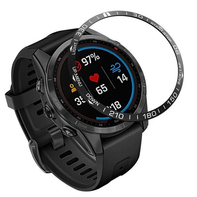 Garmin Fenix 7/7X/6/6X Solar Sapphire Metal Bezel Ring with Time Frame and Glass Screen Protector, Smartwatch Protective Case (Imported)