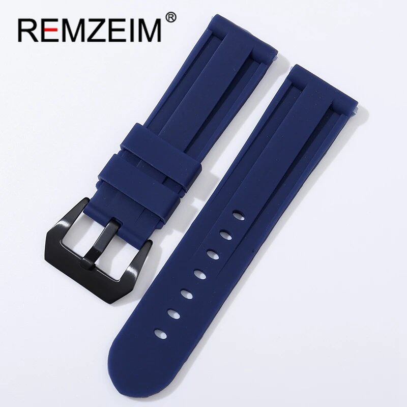 Soft Silicone Sports Watch Band, Waterproof, Men's Replacement Strap with Black Buckle, Compatible with 22mm, 24mm, and 26mm Watches, Band Color: mm, Parallel Import