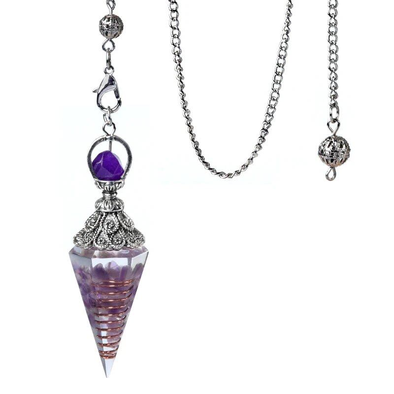 1 Orgone Pendulum for Energy Healing, Chakra Divination, with Tip, Natural Crystal Stone Chip Bead Pendant, Yoga, Meditation Pendant; Product Diameter: 18 x 60mm, Parallel Import
