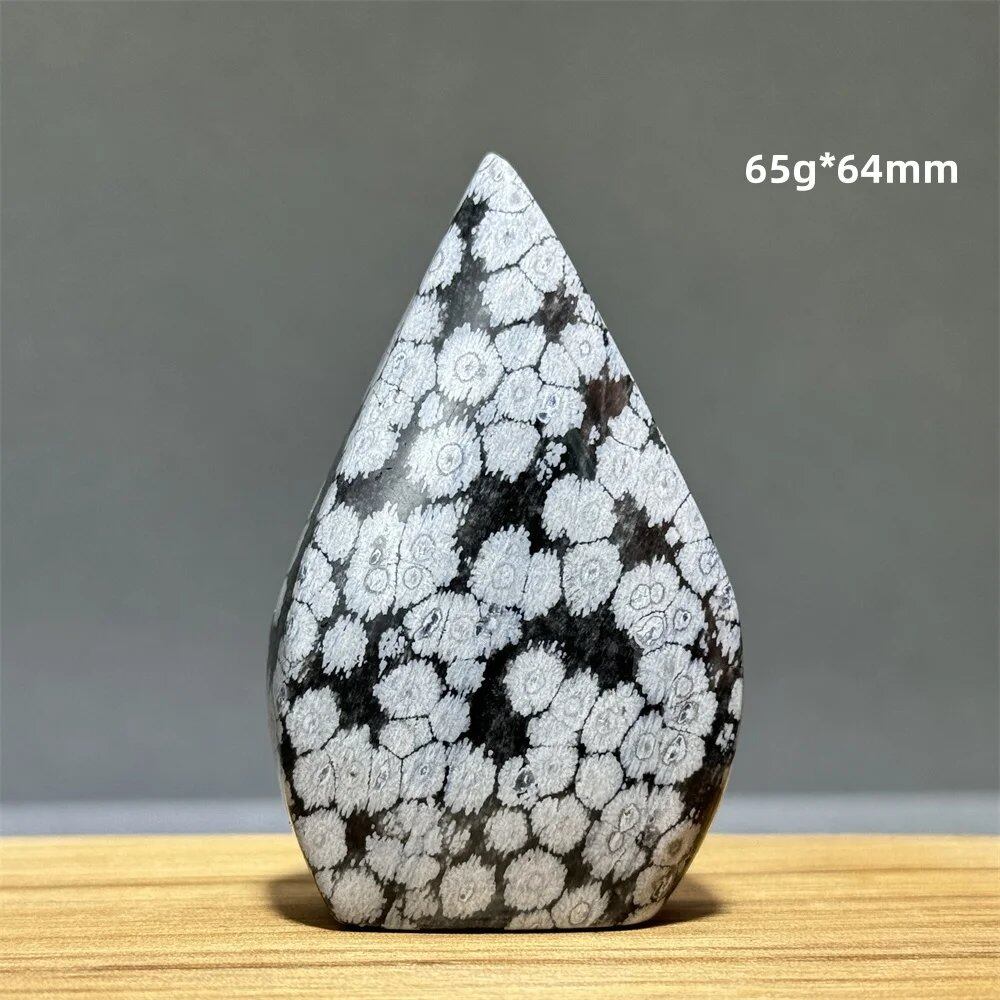 Snowflake Obsidian Freeform Ornament with Natural Quartz, Reiki, Meditation, Healing, Witchcraft, Energy Decoration, Home Gift, Color: Parallel Import