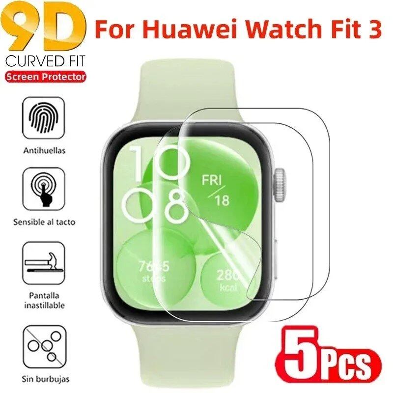 5-Pack Scratch-Resistant Clear TPU Hydrogel Screen Protectors for Huawei Watch Fit 3. Compatible with Huawei Watch Fit 3. Color: Huawei Watch Fit 3; Dial Diameter: 5. Parallel Import.