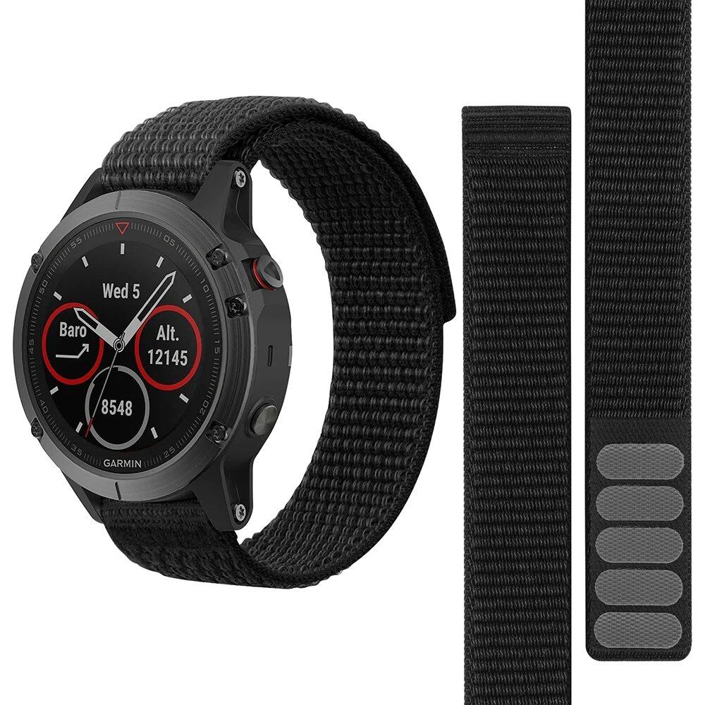 26mm and 22mm Hook-and-Loop Nylon Strap Watch Band for Garmin Fenix 6X/6 Pro/5X/5/7X/7, Epix 2, and Forerunner 965/955/945/935. Band Color: Parallel Import.