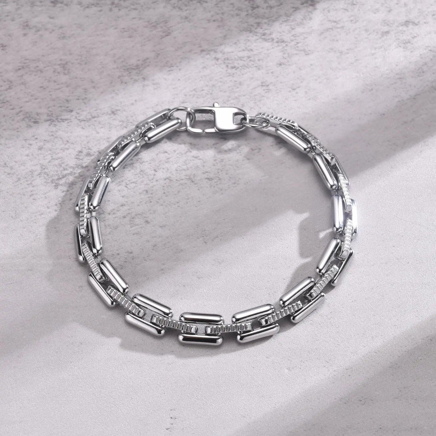 Goldix Jewelry Spiritual Design Men's Stainless Steel Handmade Chain Bracelet, Fashion Accessory, Everyday Wear, Gift, 21cm Length; Metal Color, Parallel Import