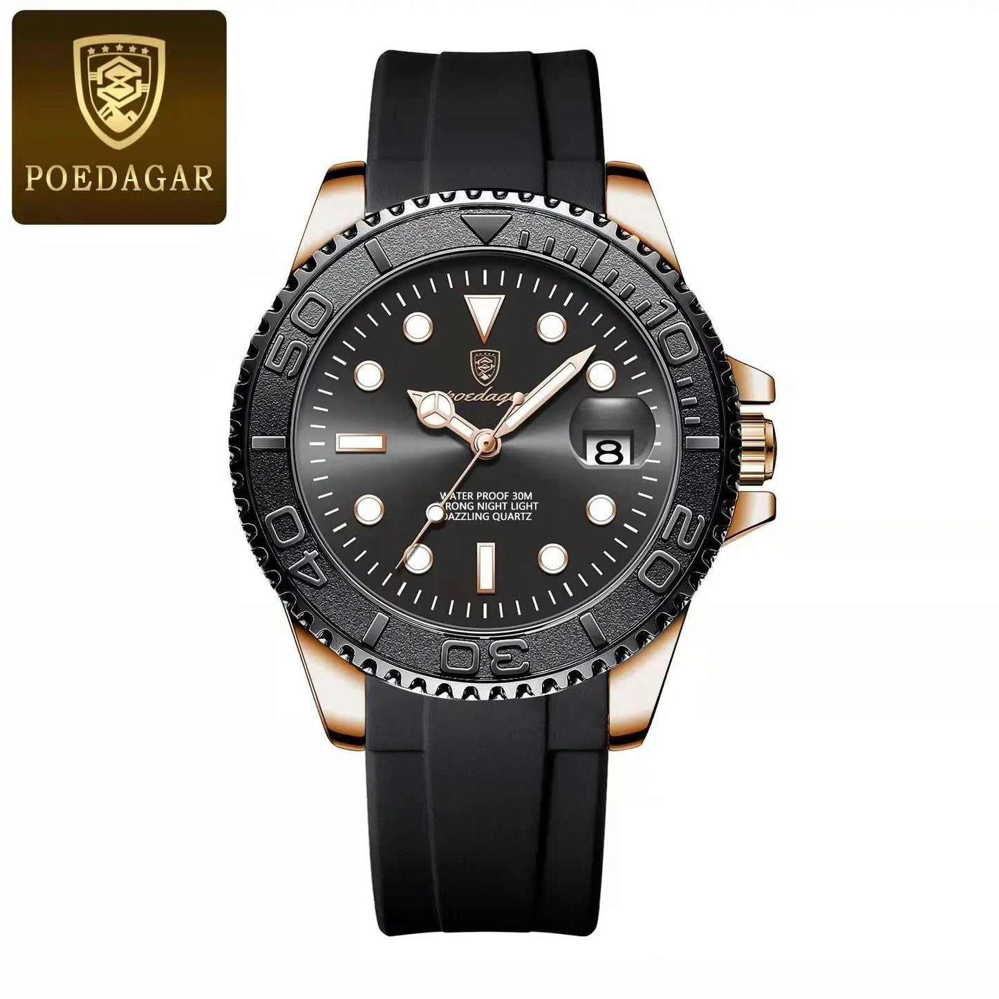POEDAGAR Luxury Men's Business Quartz Watch, Water Resistant, Luminous Date Display, Stainless Steel, Gift Box Included, Color: 680, Parallel Import