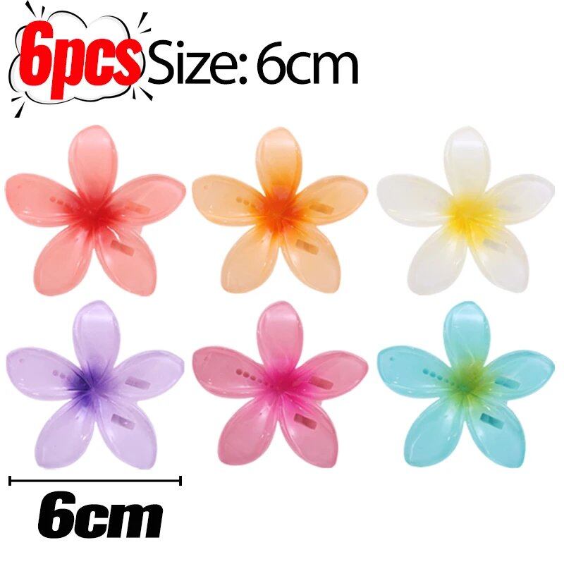1/6 Hawaiian Gradient Flower Hair Clips for Women, Small, Stylish Head Accessories, Hairpins, Crab Barrettes, Parallel Import