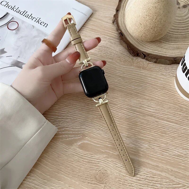 Genuine Apple Watch Leather Strap, Compatible with iWatch Series 8/7/6/SE/5/4/3, 44mm, 41mm, 45mm, 38-42-40mm, Ultra, and 49mm Bands. Parallel Import.