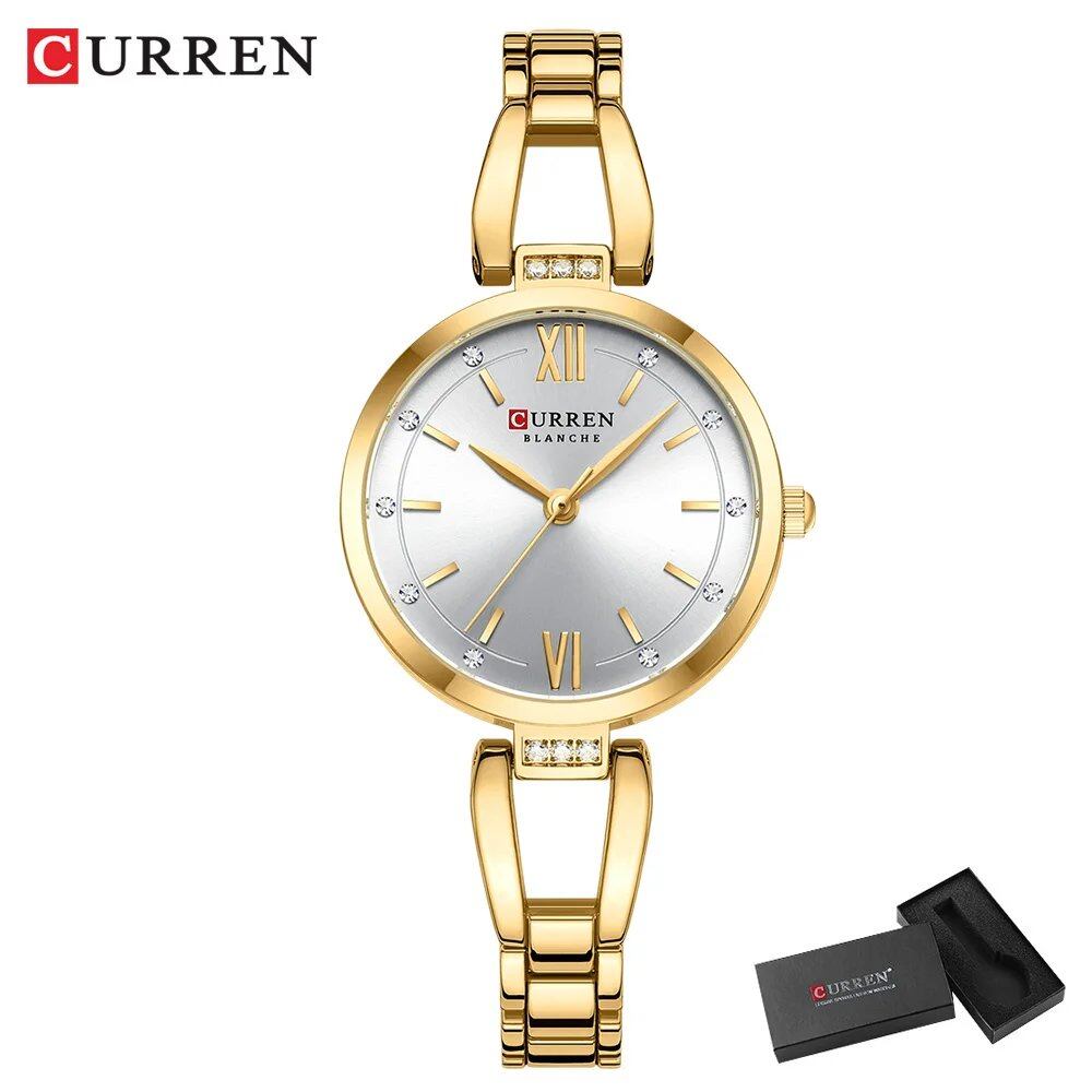 Karen Women's Quartz Watch, Luxury Fashion Rhinestone and Stainless Steel Band, High-Quality, Parallel Import