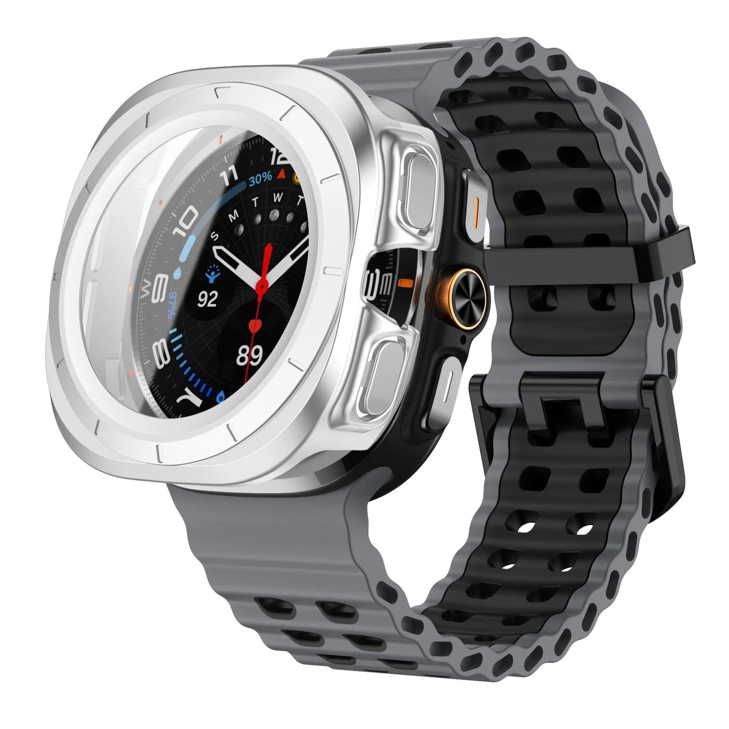 Samsung Galaxy Watch Ultra 47mm Sport Silicone Band, Marine Band + Case, Watch Band Accessory, Color: Compatible with Ultra 47mm Dial Diameter, Parallel Import
