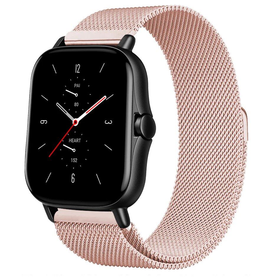 Magnetic Loop Mesh Smartwatch Band for Amazfit GTS/GTR/Bip 5 (Compatible with 20mm/22mm/47mm Watches) - Metal Mesh Strap, Band Color: mm; Ships from: Parallel Import