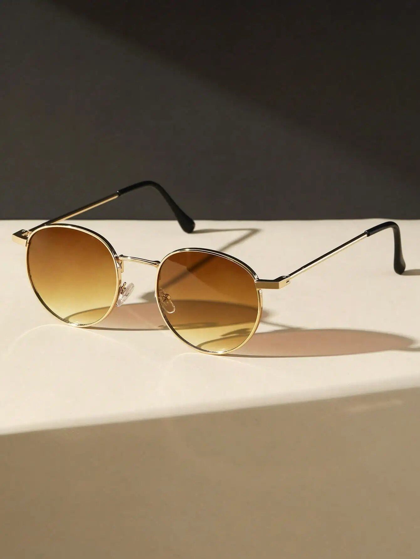 1/2-Piece Unisex Metal Round Frame Vintage Y2K Casual Sunglasses for Outdoors, Everyday Use, Vacation, Driving, and Clothing Accessories, Lens Color, Parallel Import