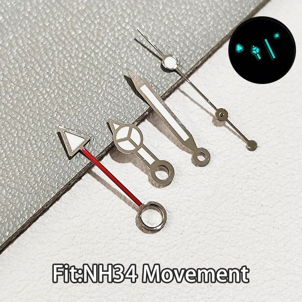 NH34 GMT Hand, Blue-Green C3 Luminous Hand Part, Compatible with NH34 Automatic Movement, Hand Accessory, Parallel Import
