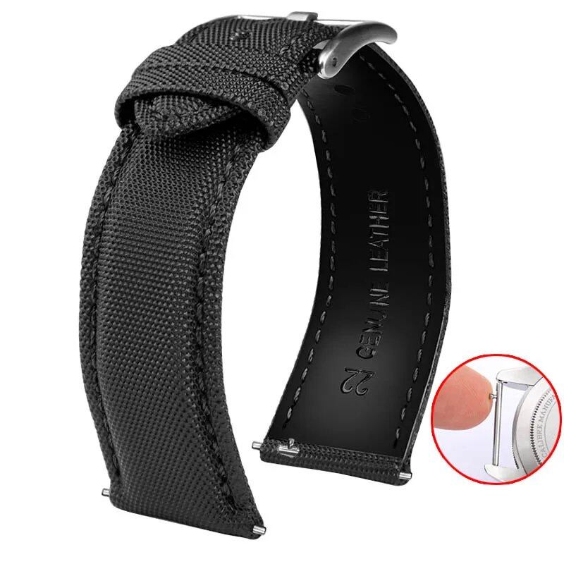 20mm, 21mm, 22mm, 23mm, 24mm Nylon & Leather Watch Band for Tag Heuer, Citizen, and Seiko 5. Men's and Women's Canvas Watch Strap. Band Color: mm. Parallel Import.