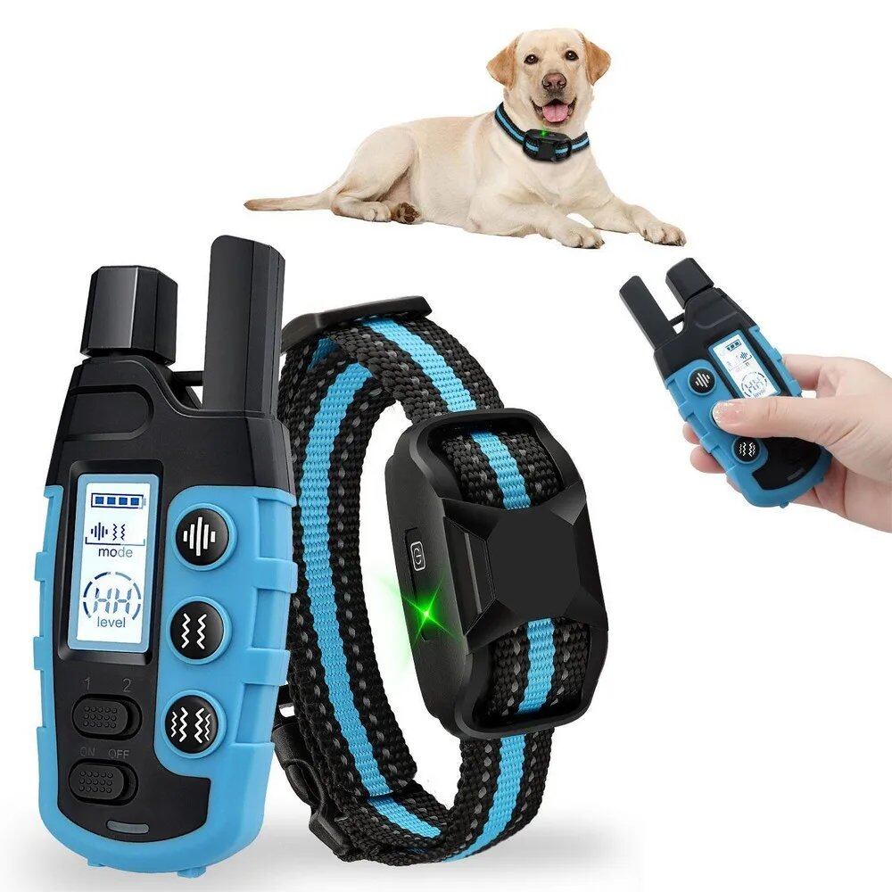 "No-Shock 3300ft Waterproof Remote Control Dog Training Collar with Beep and Vibration Functions - High-Quality Pet Training" Size: Vibration Model; Color: Blue, Parallel Import