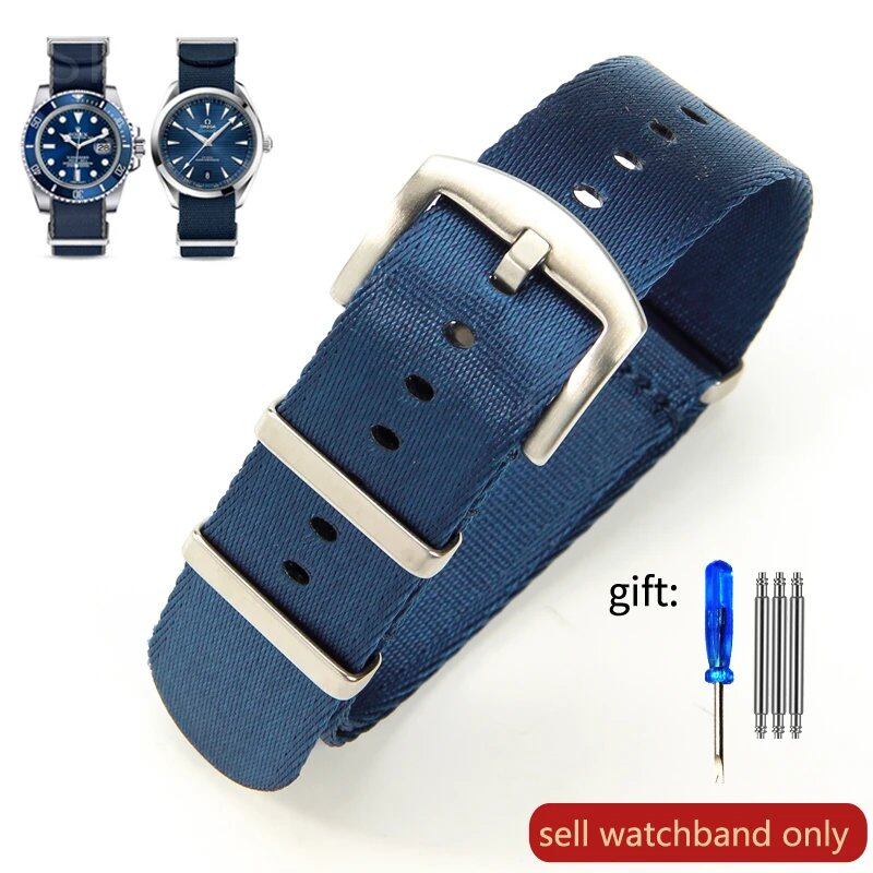 Breathable Soft Nylon Men's Watch Band for Omega 300 Ghost Party 007, Longines Conquest, Seiko, and Casio, 20mm and 22mm, Size 2, Parallel Import