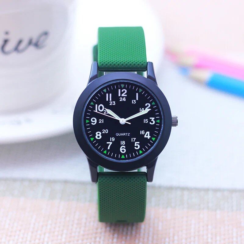 Fashionable unisex 24-hour luminous hands, high-quality silicone strap, simple quartz watch for children, men, women, and couples, parallel import