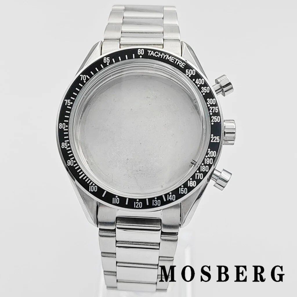 40mm Silver Watch Case with Stainless Steel Bezel for VK63, Parallel Import