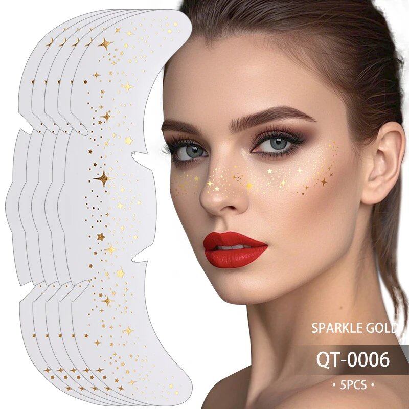 1/5 Glitter Skincare Freckle Face Tattoo Stickers, Gold and Silver Sparkle Freckle Makeup Patches for Women, Color: 0, Parallel Import