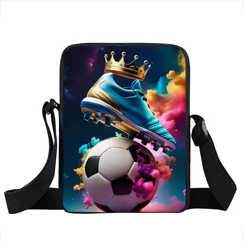 クールなゴールデンサッカー クラウンプリント クロスボディバッグ 熱血フットボール スポーツハンドバッグ ティーン向け 男女兼用 携帯ホルダー付き ブックバッグ カラー:xkbg 並行輸入品