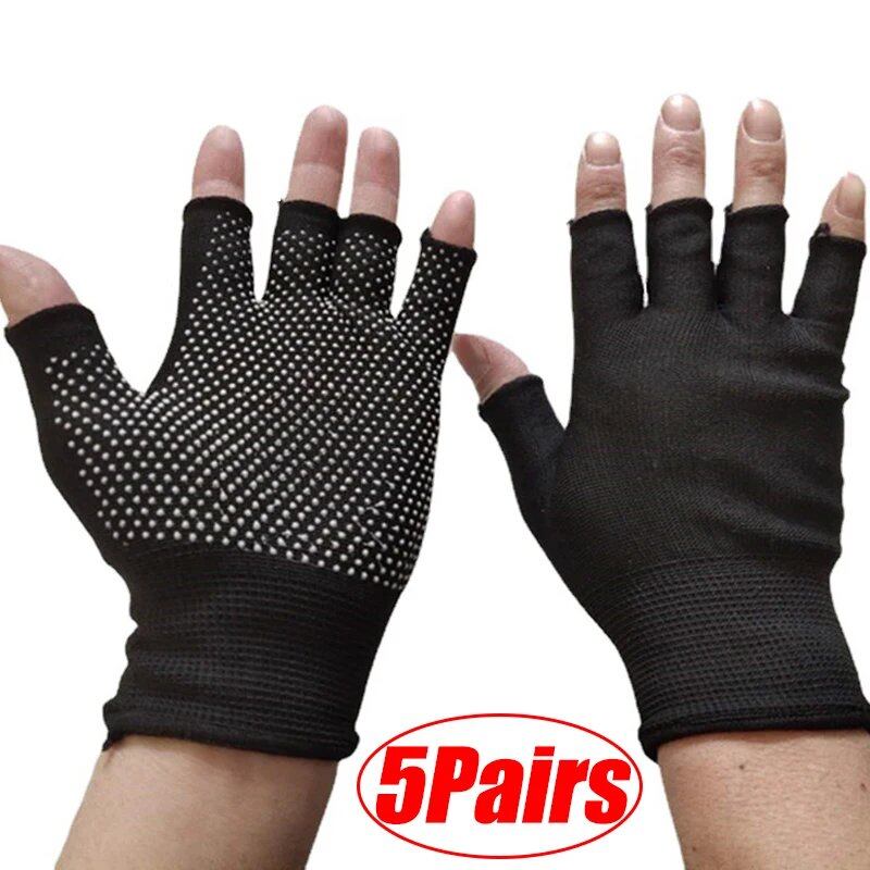 1/5/10 Pairs of Non-Slip Touchscreen Compatible Half-Finger Nylon Cycling Gloves for Summer, Outdoor Fitness, Breathable, Imported