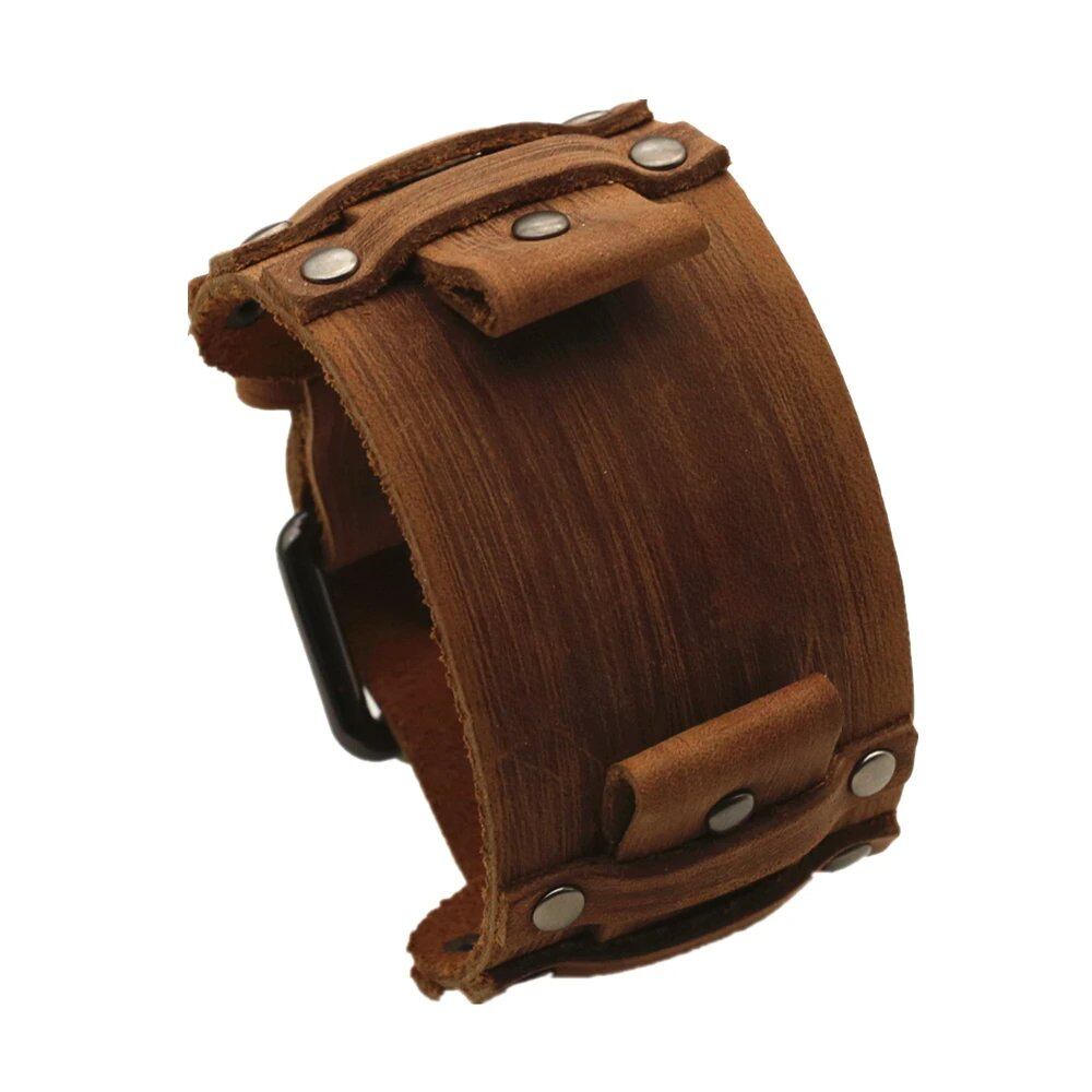 Punk Black, Blue, Red, Green, and Brown Leather Watch Band for Men, 22mm and 24mm, Watch Strap, Bracelet, Jewelry, Band Color: mm, Parallel Import