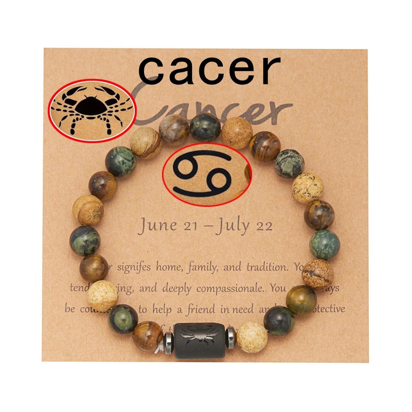 Natural Tiger Eye Beads 12 Zodiac Sign Bracelet for Men and Women, featuring Aries, Taurus, and Virgo. Metal Color: BR23Y0501 - Parallel Import