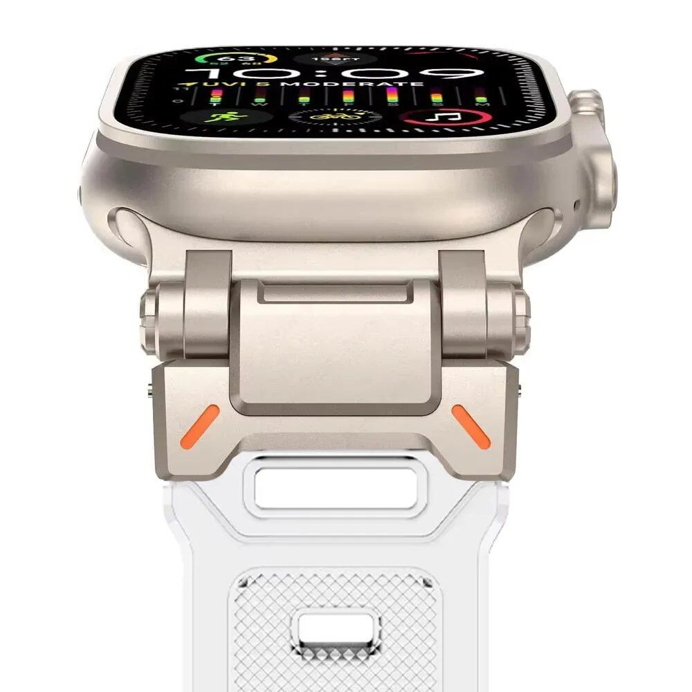 TPU Sport Strap for Apple Watch - Compatible with 10 (46mm), 9 (45mm), and Ultra 2 (49mm). Titanium-colored silicone band for iWatch 8/7/SE/6/5/4 (44mm/42mm). Band Color: mm; Ships from: Parallel Import.