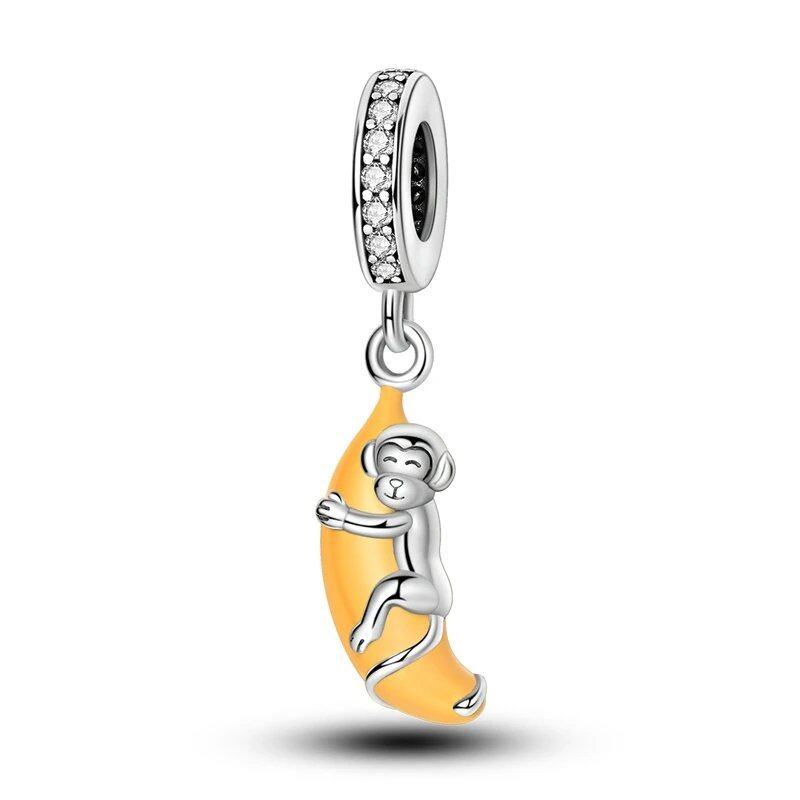 925 Sterling Silver Zodiac Lucky Charm Pendant, Custom Bracelet Charm Beads, Necklace, DIY Women's Jewelry, Gem Color, Parallel Import