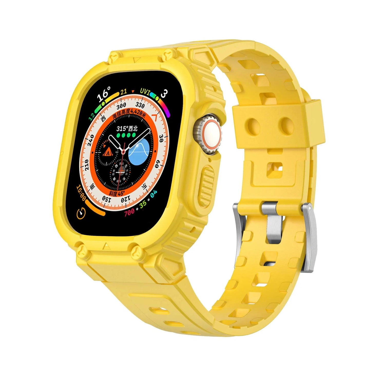 Apple Watch 45mm/49mm/44mm/41mm/40mm用 TPUバンドケース - iWatch Ultra/7/8/6/5/4対応 スポーツストラップ リストバンド アクセサリー サイズ:4 並行輸入品