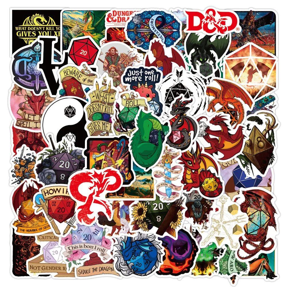 Dungeons & Dragons Stickers, 10/30/50/100 Sheets, Cool Game, Graffiti, Scrapbooking, Luggage, Laptop, Guitar, Car, Bike, Skateboard, Toys, 0 Count, Parallel Import