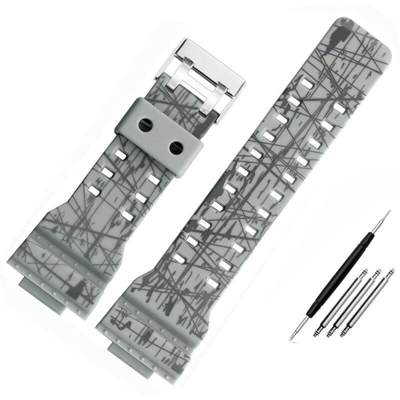 Convex Silicone Watch Strap for Casio GA-900, GA-900C, and GA-800. Waterproof Resin Silicone Sport Strap, 16mm Band Color: 16mm Band Width. Parallel Import.