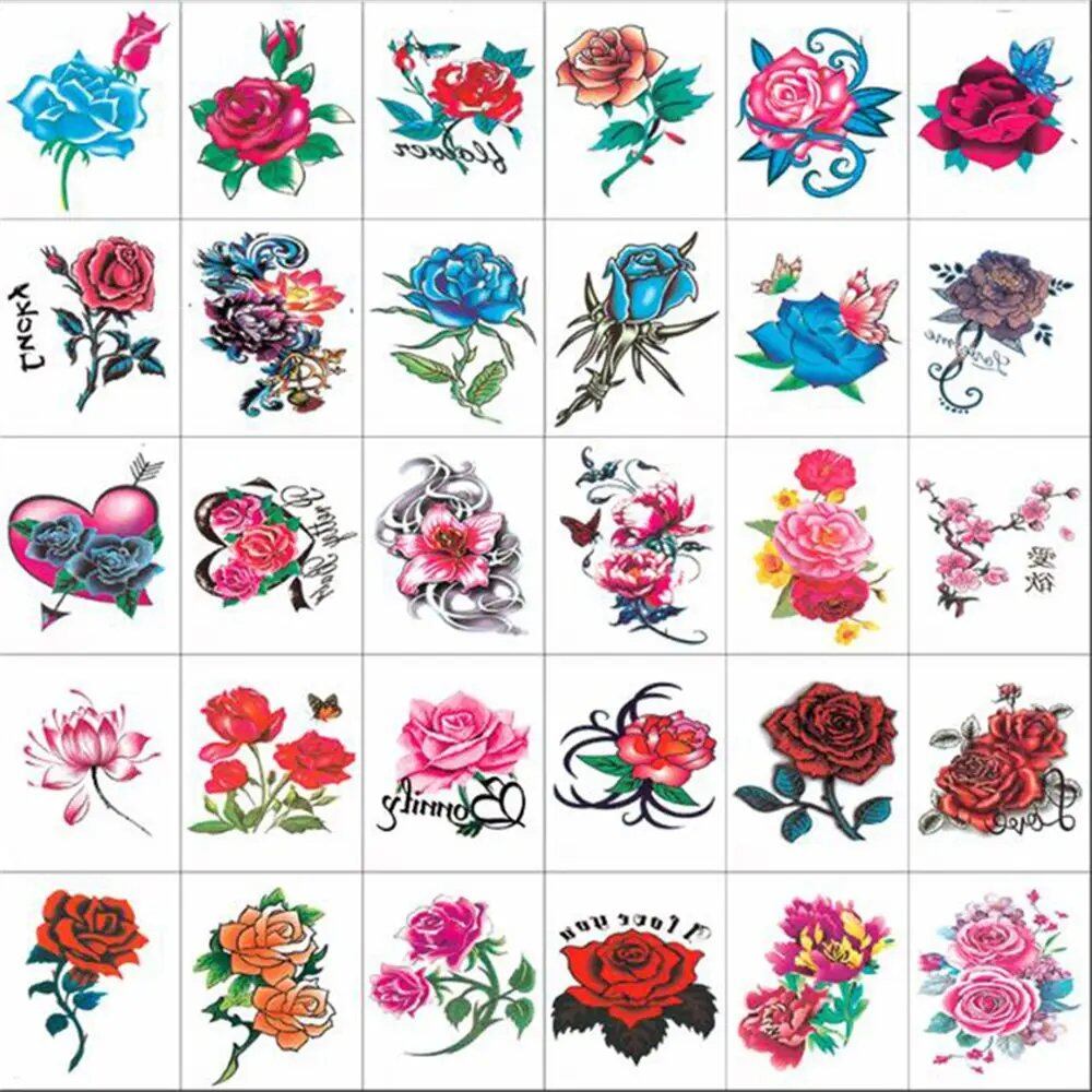 10/20/30/50 Sheets of Waterproof Temporary Tattoo Stickers, Removable Body Art, Butterfly and Flower Designs for Men and Women, Stylish, Imported