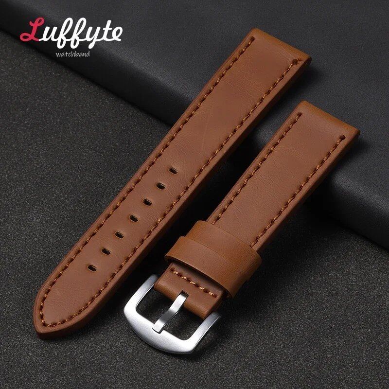 Vintage Leather Watch Strap, Universal Bracelet, 18mm, 20mm, 22mm, 24mm, Black, Brown, Gray, for Business, Belt, Accessory, Band Color: mm, Parallel Import