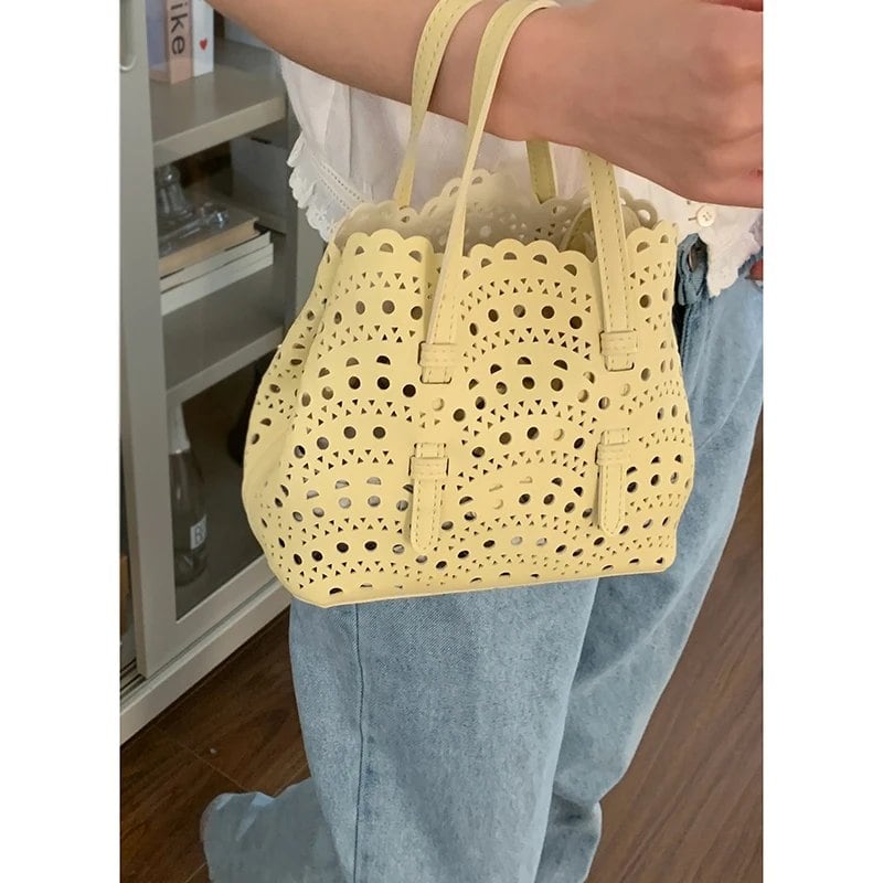 レディース 夏ファッション ハンドバッグ ホローワプリント コンポジットバッグ 大容量 女性用 日常通勤 クロスボディパック レディースハンドルバッグ サイズ:(最大長20cm~30cm);色 並行輸入品