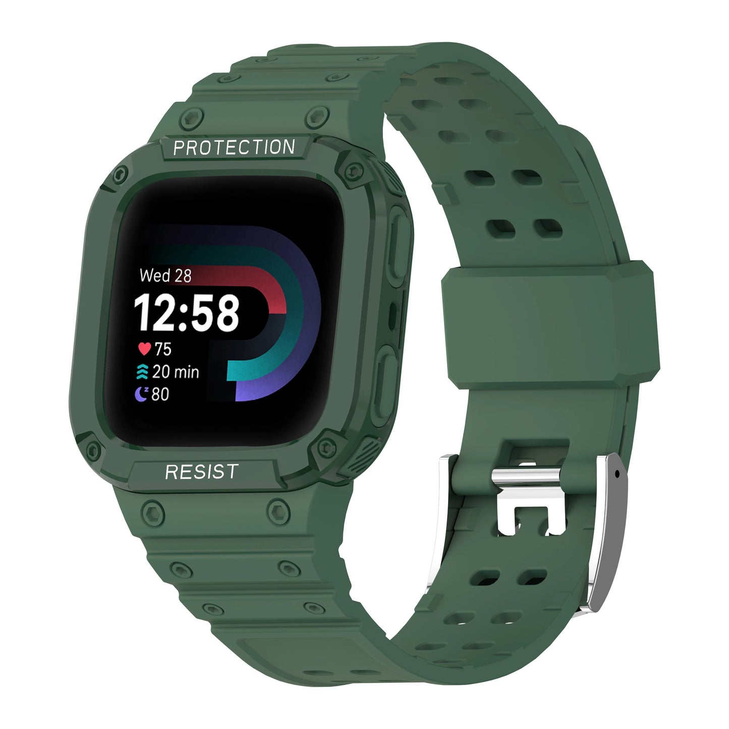 All-in-one strap with protective case for Fitbit Versa 1234 - Versa Lite/Sense compatible TPU drop-resistant sports replacement band. Band Color: Parallel Import