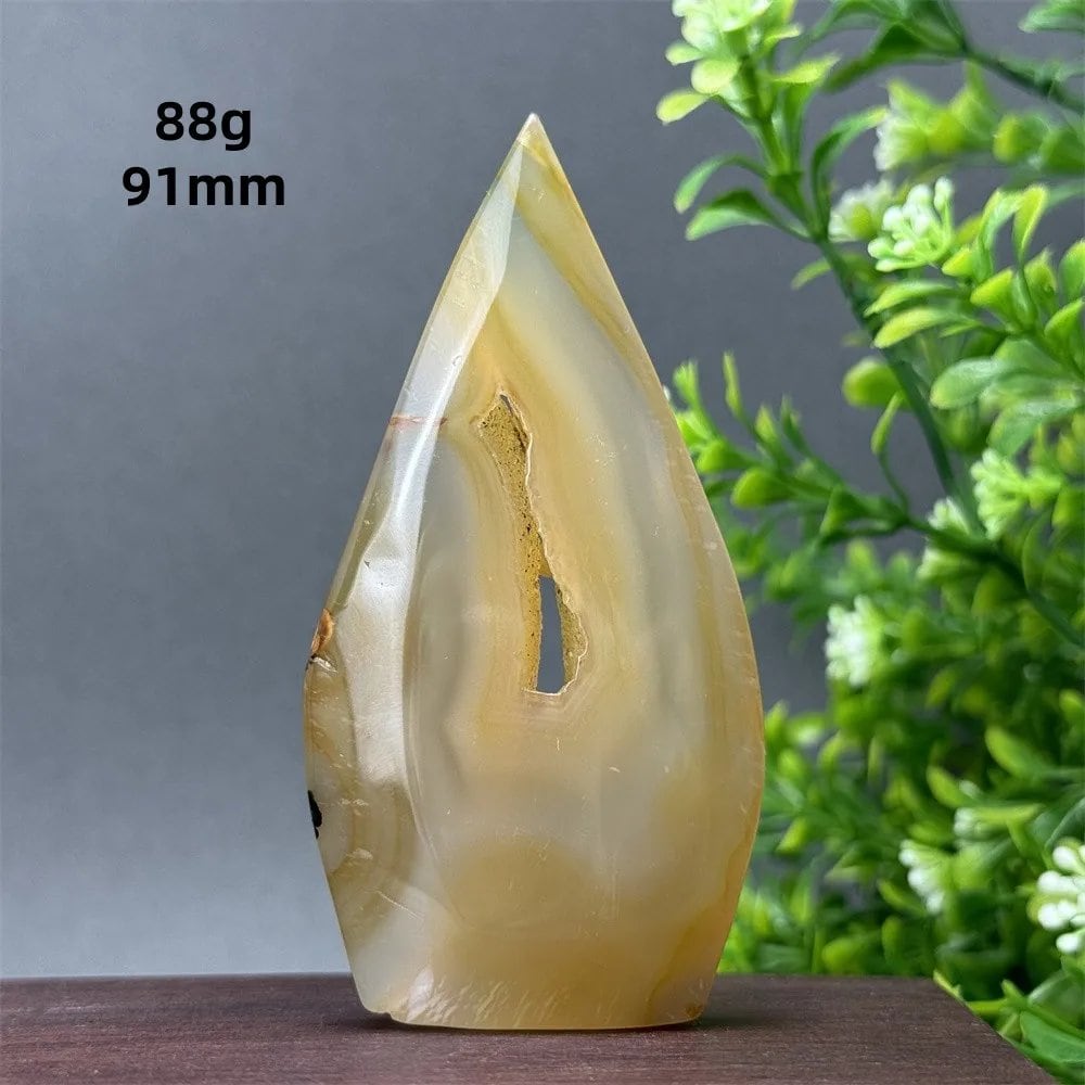 Natural Yellow Agate Geode, Freeform Torch, Mineral Energy, Home Furnishings, Meditation, Aura, Prayer, Altar, Gift, Parallel Import