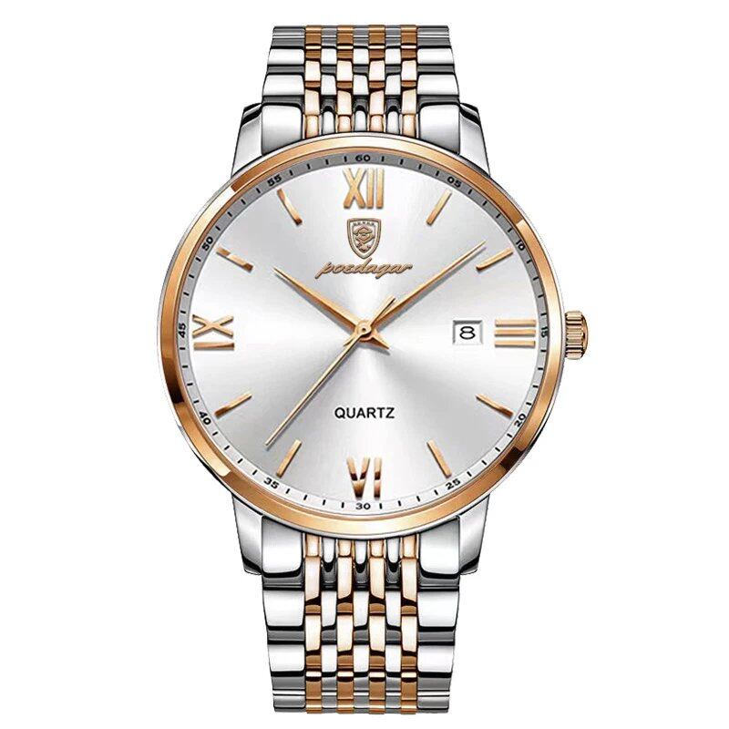 POEDAGAR Luxury Men's Sports Watch, Stainless Steel, Waterproof, Date Function, High-Quality, Casual Fashion Quartz Movement, Color: 826, Parallel Import
