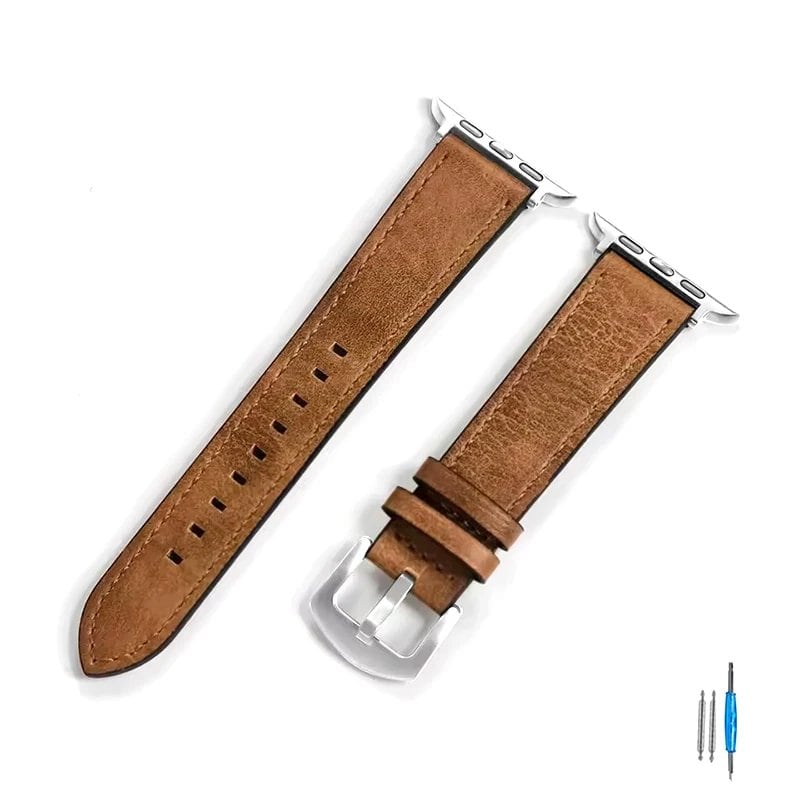 Calf Leather Strap for Apple Watch - Compatible with iWatch Series 8/7/6/5/4/3/SE, 49mm, 44mm, 45mm, 42mm, 40mm, and 41mm Bands, Unisex, Imported
