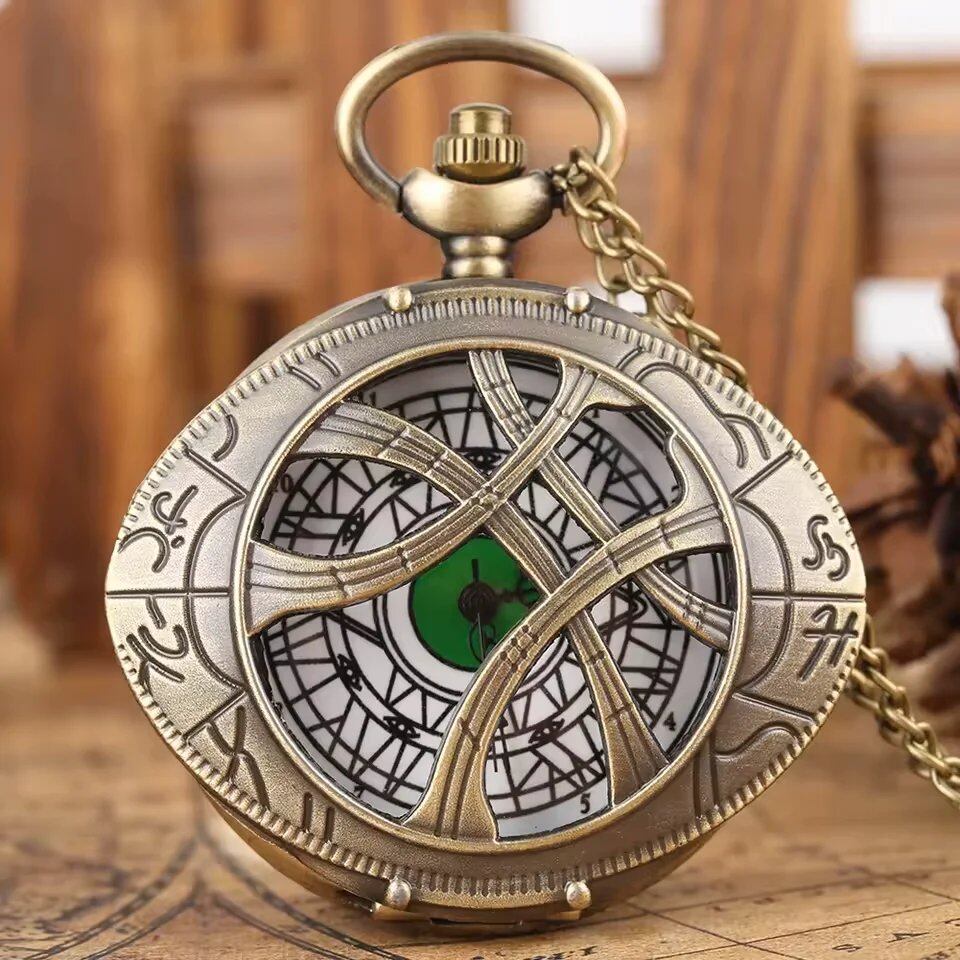 Creative Vintage Hollow Eye Pendant Quartz Watch, Stylish Sweater Chain Pocket Watch, Keepsake, Color: Bronze, Parallel Import