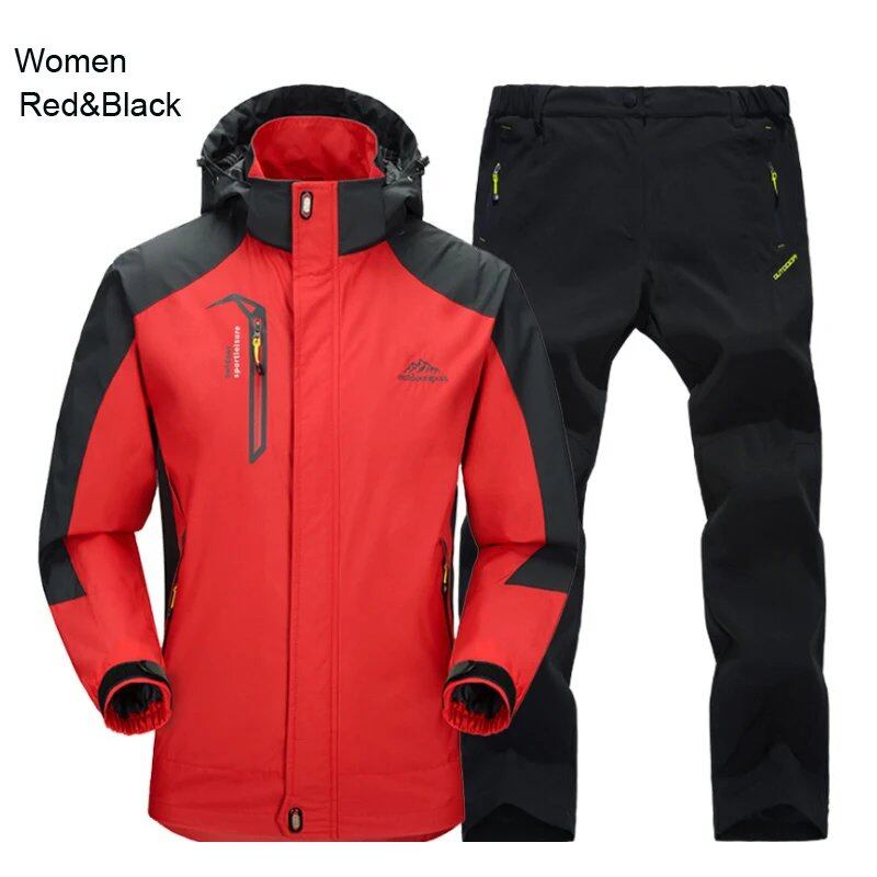 TRVLWEGO Women's Jacket & Pants Hiking Set, Camping, Spring/Autumn Outdoors, 20,000mm Waterproof, Windbreak Suit, Trekking Coat & Trousers, Size: Parallel Import