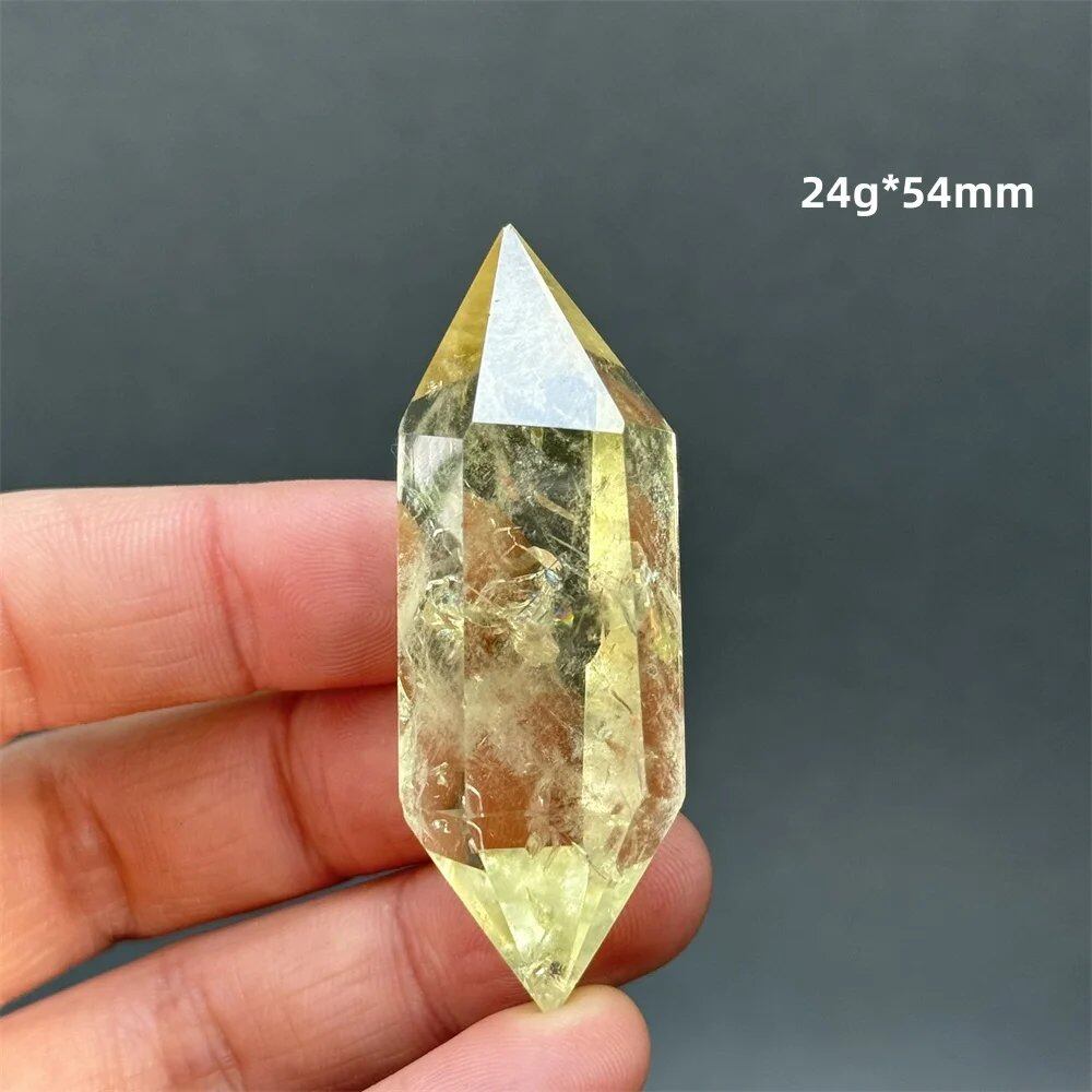 Natural Clear Citrine Double Tip Energy Bar, Reiki Healing Crystal Point, Garden Home Decor, Meditation, Spiritual Color, Parallel Import