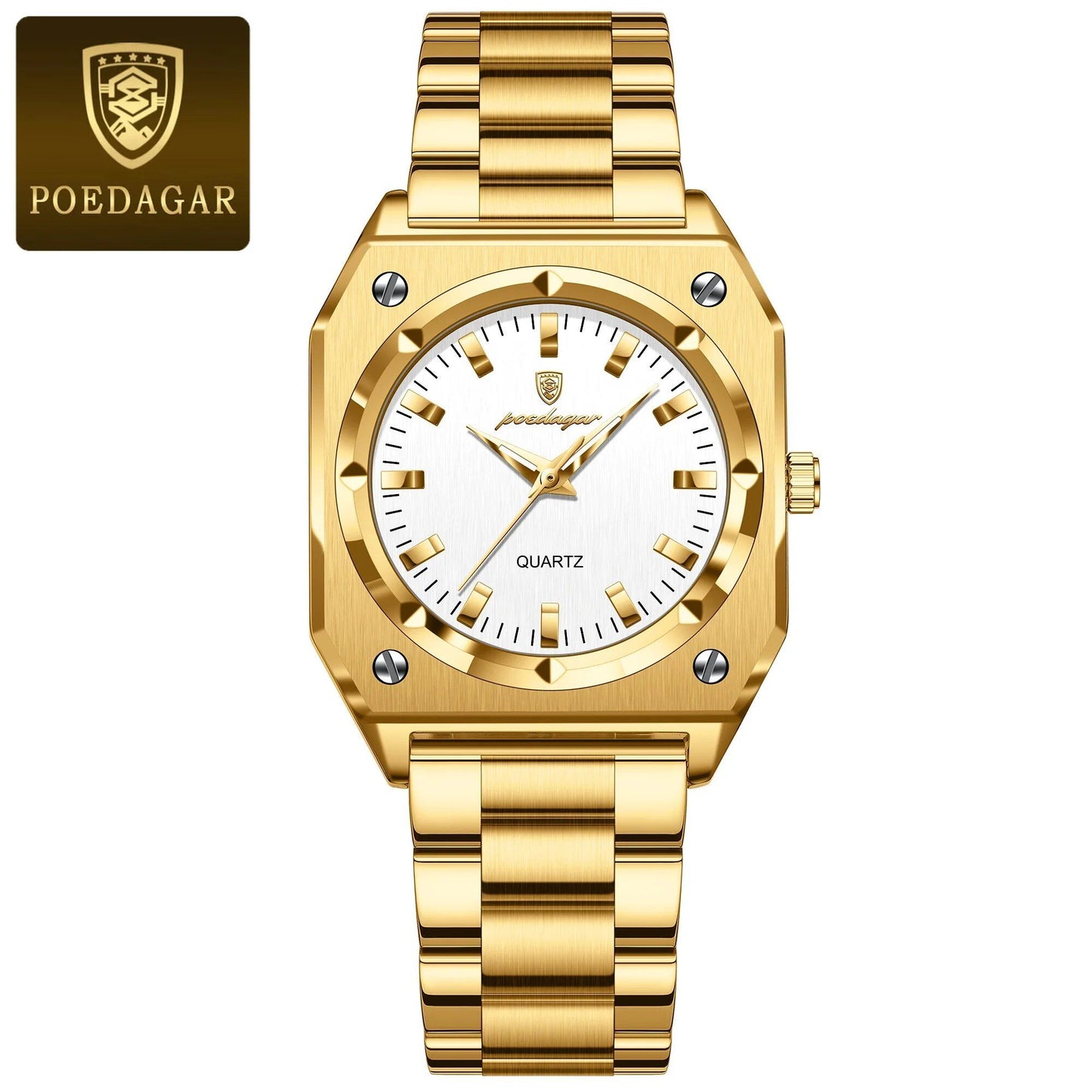 POEDAGAR Luxury Elegant Square Women's Watch, Waterproof, Luminous, Stainless Steel Quartz Movement, Gift Box Included, Color: 788, Parallel Import