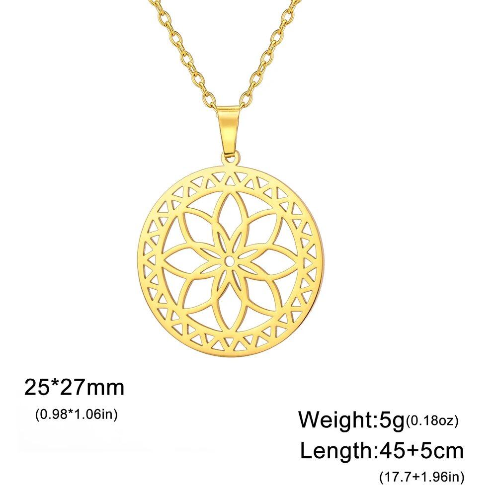 Dawapara Sacred Geometry Merkaba Necklace, Star Tetrahedron, Hexagon, Seed of Life Pendant, Stainless Steel, Spiritual Jewelry, Metal Color: Parallel Import