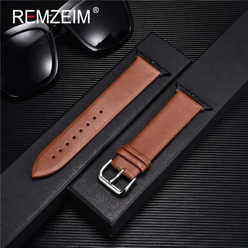 Genuine Leather Watch Strap for Apple Watch 8, 7, 6, SE, 5, 4, 3, 2, 38mm, 40mm, 41mm, 45mm, 44mm, 42mm, Blue, Band Color: mm, Parallel Import