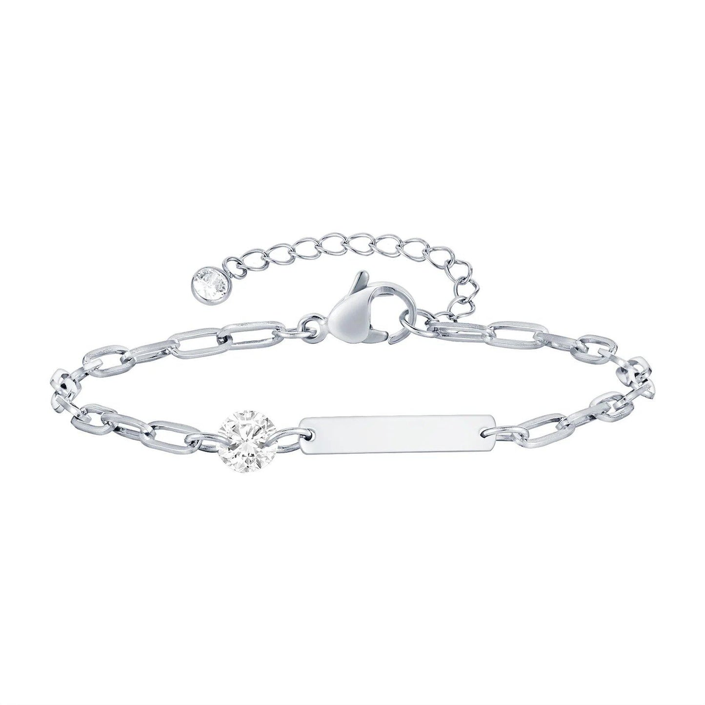 Vnox Zodiac Birthstone Bracelet for Women and Girls, Stainless Steel Rectangular Chain Bracelet with Personalization, Birthday Gift, Metal Color: BR-2085, Parallel Import