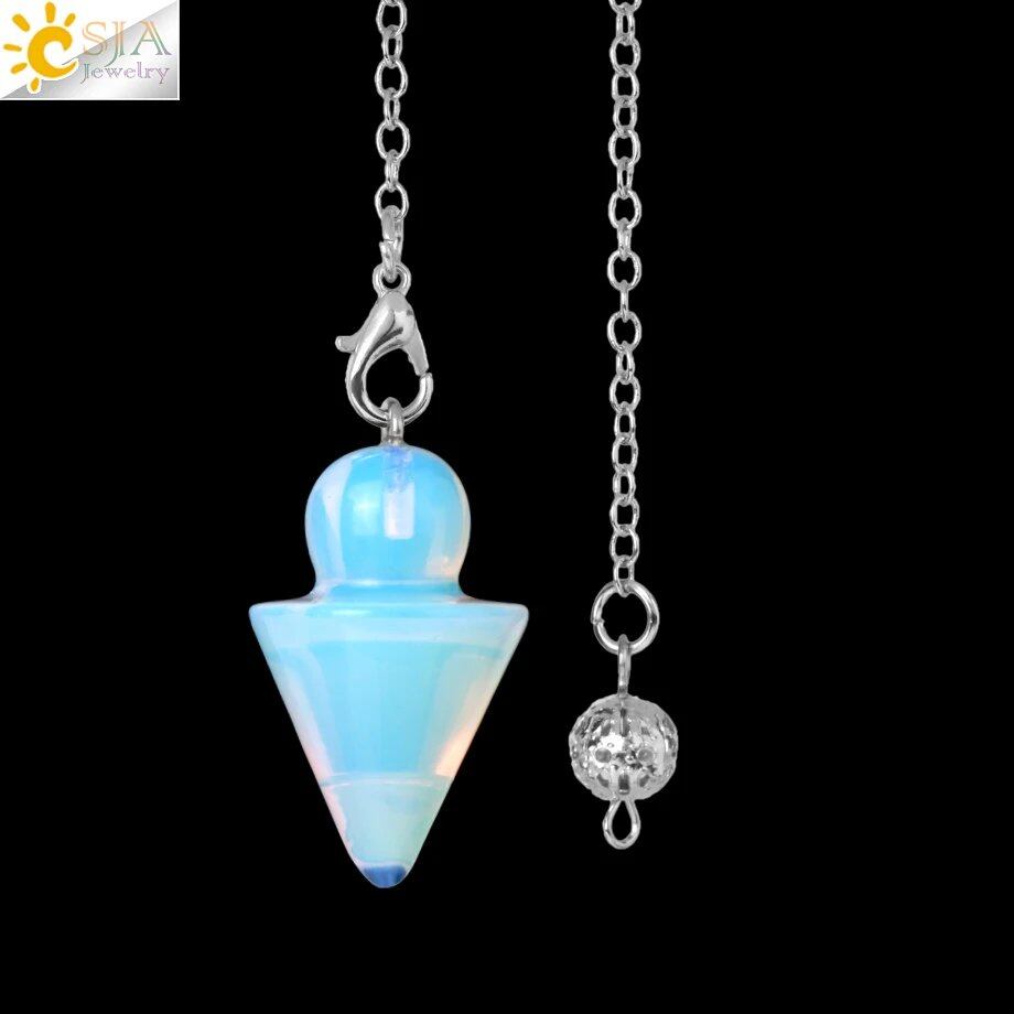 Natural Stone Cone Pendant, Silver Color, with Chain, Crystal Pendant, Pink Quartz, for Dowsing and Divination, Spiritual Reiki, Pendulum, S975 Metal Color: Parallel Import