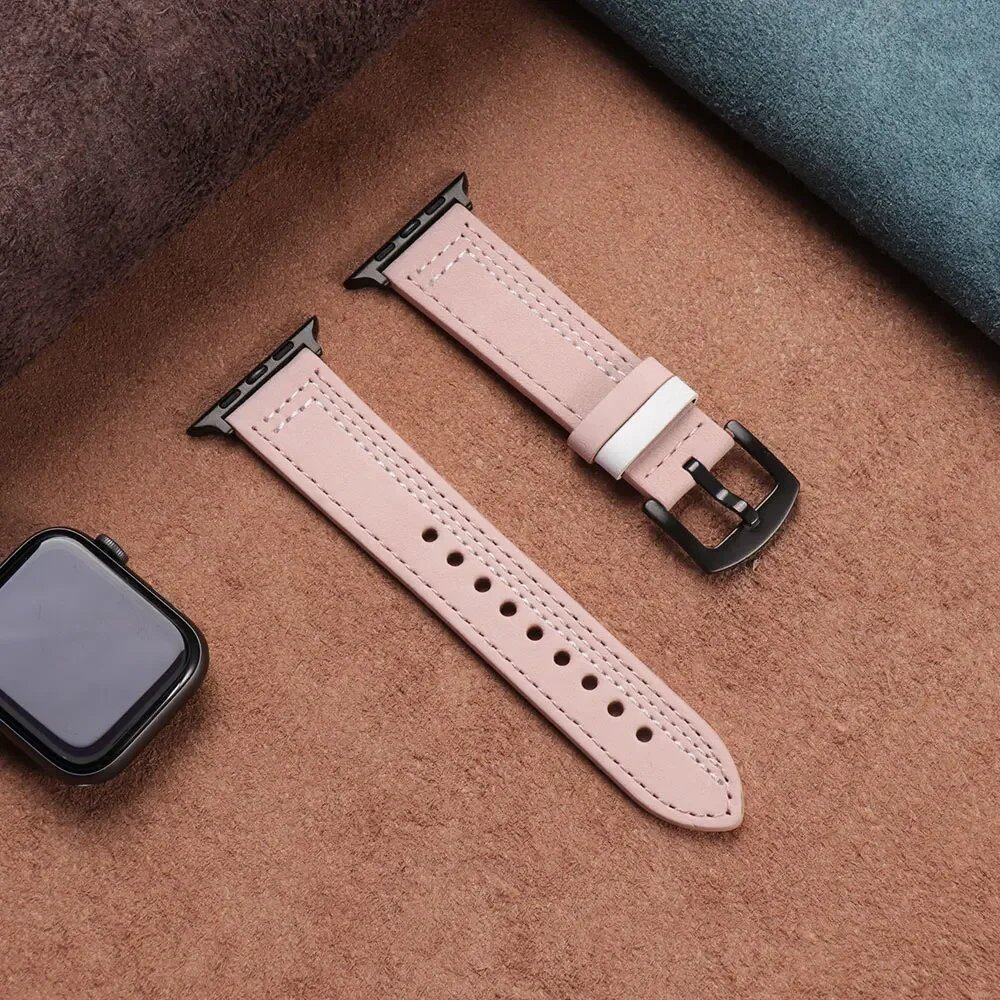 Apple Watch Leather Strap, Band, 46mm, 44mm, 45mm, 49mm, 41mm, 42mm, Accessories, Compatible with iWatch Series 5, 6, SE, 7, 8, Ultra, 9, 10, Band Color: mm, Parallel Import