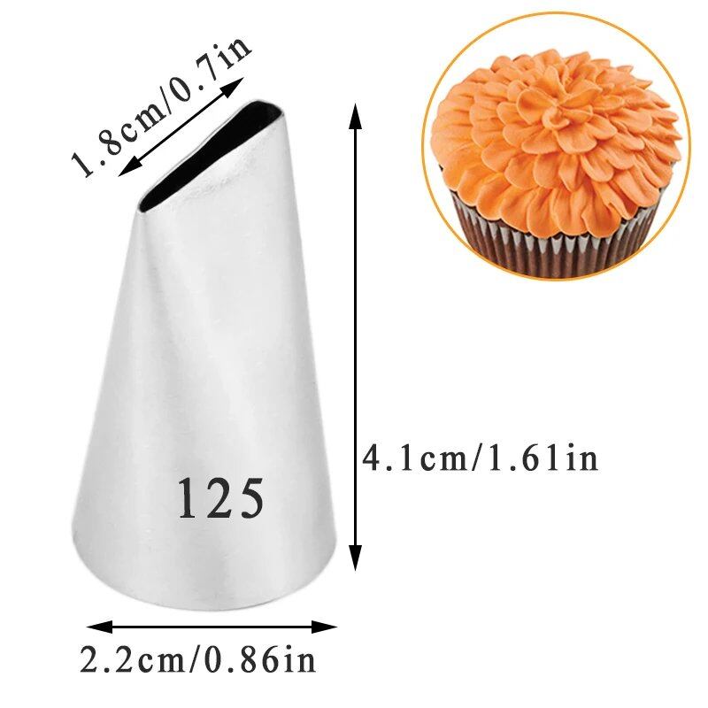 Rose Petal Piping Nozzles, Stainless Steel Decorating Nozzle Set, #124, #125, #126, #127, #128, for DIY Icing, Cupcake & Cake Decorating Tools, Color: 12, Parallel Import