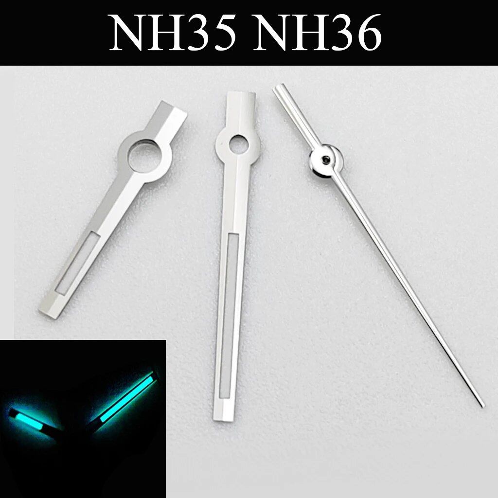 Green, Blue, Cyan Luminous Watch Hands for NH35, NH36, ETA 2824, 2836, Miyota 8215, 8205, 821A, DG2813, and 3804 Automatic Watches (Parallel Import)